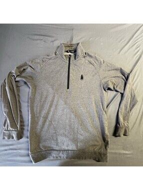 TravisMathew Mens Large Gray 1/4 Zip Pullover Golf Sweatshirt Pine Tree Logo L⁠